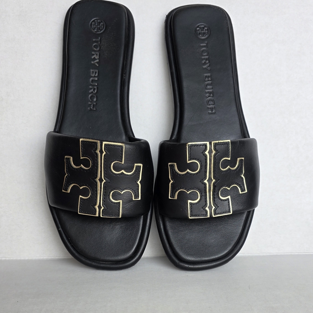 Tory Burch Black Slide Perfect Black/Gold Size 10 - Picture 11 of 15